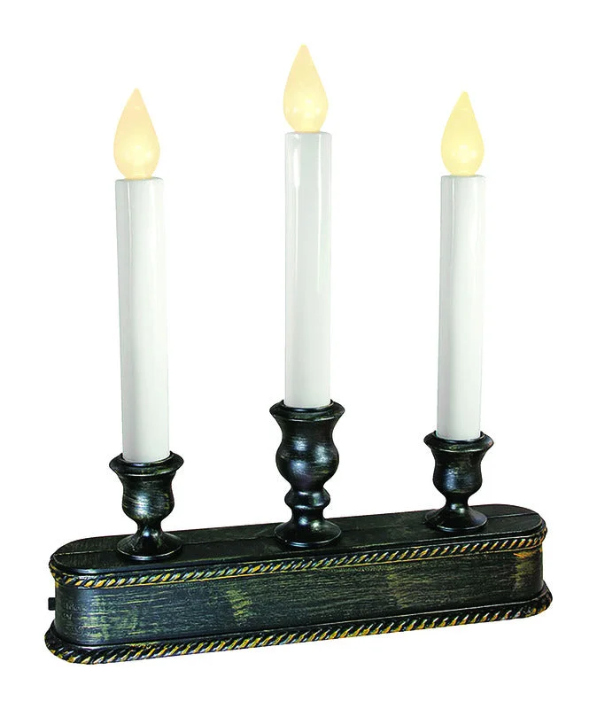 Christmas Church Service Celebrations Rubbed Bronze No Scent Auto Sensor Candle 10 in. H
