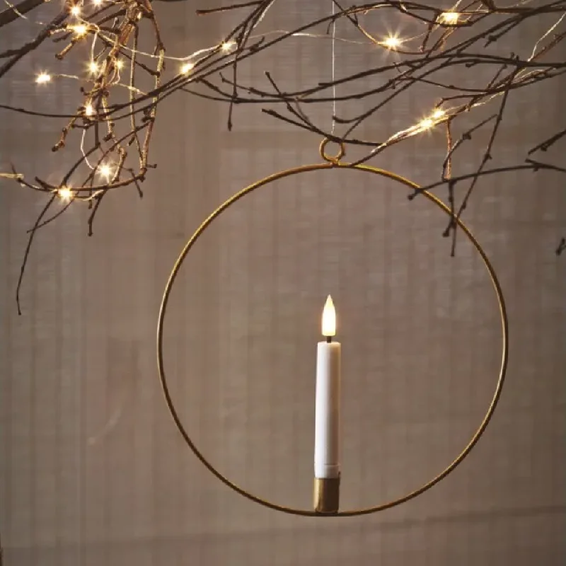 Christmas Snowfall Candle Ring (20cm) - Gold - Battery Operated