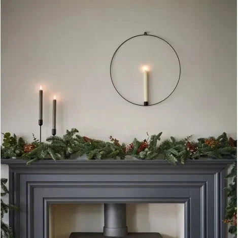 Christmas Gingerbread Candle Ring (45cm) - Black Battery Operated