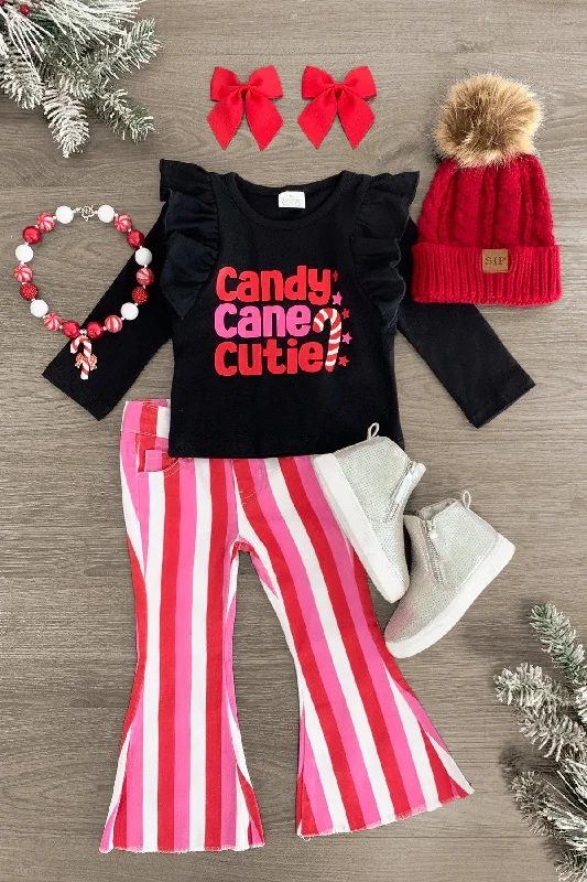 "Candy Cane Cutie" Striped Denim Flare Set