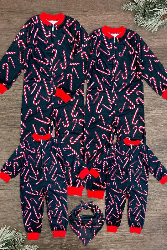 Christmas Starry Outdoor Lights Candy Cane Onesie Family Pajamas - AND PET BANDANA!