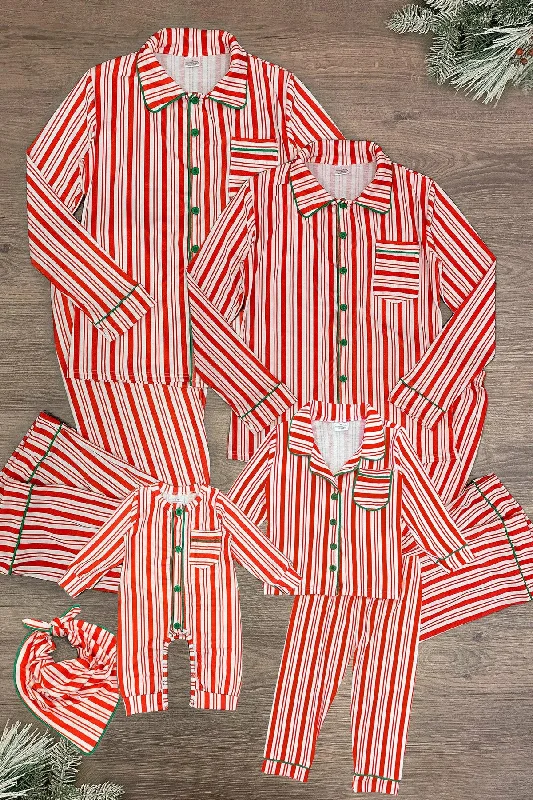 Candy Cane Stripe Family Pajamas - AND PET BANDANA!