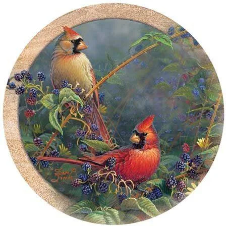 Christmas Festive Santa Hats Cardinal Sandstone Coasters - Absorbent & Stylish | 4-Pack