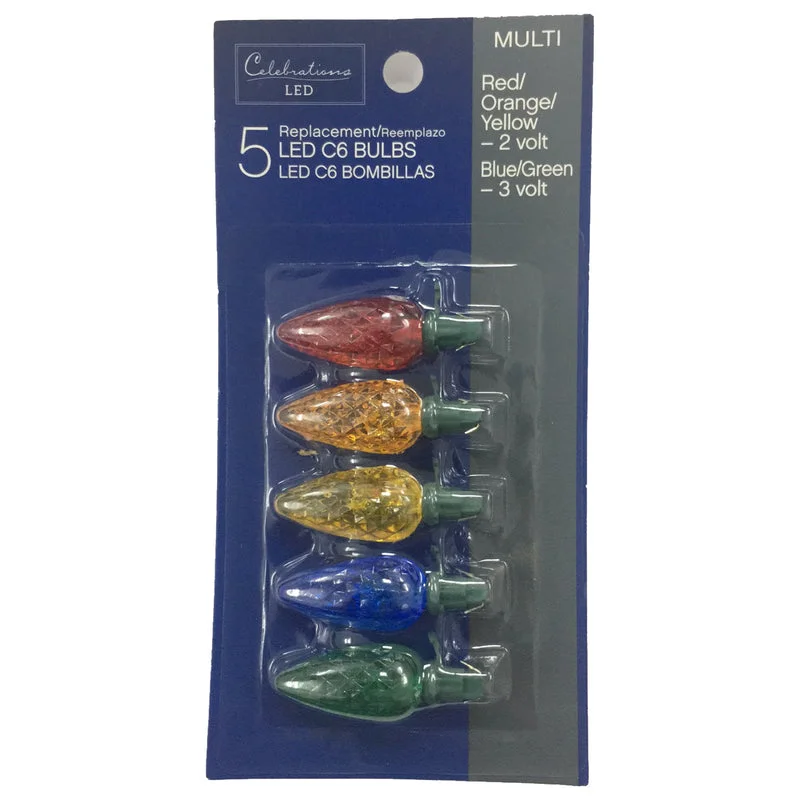 Christmas Glittery Star Decor Celebrations 3V Multicolor LED C6 Replacement Bulbs (Pack of 5) Christmas Glittery Star Decor Celebrations 3V Multicolor LED C6 Replacement Bulbs (Pack of 5)