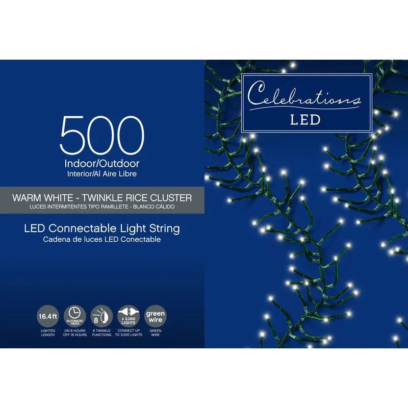 Celebrations LED Clear/Warm White 500 ct String Christmas Lights