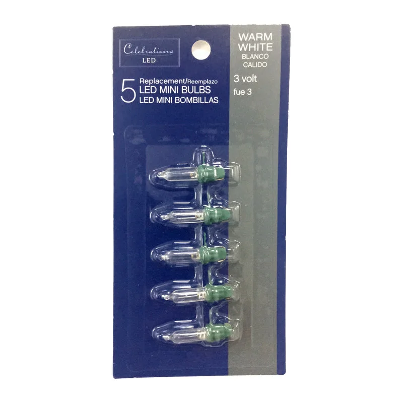 Celebrations Blue LED Mini Warm White 5 ct Replacement Christmas Light Bulbs