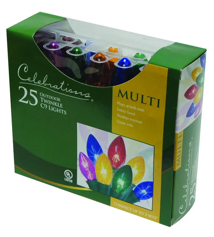 Christmas Music Sienna  C9  Multi-color  25 count String  Christmas Lights