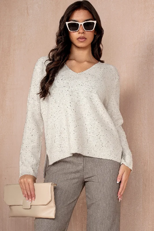 Christmas Day Chloe Cream Knit Sequin Jumper