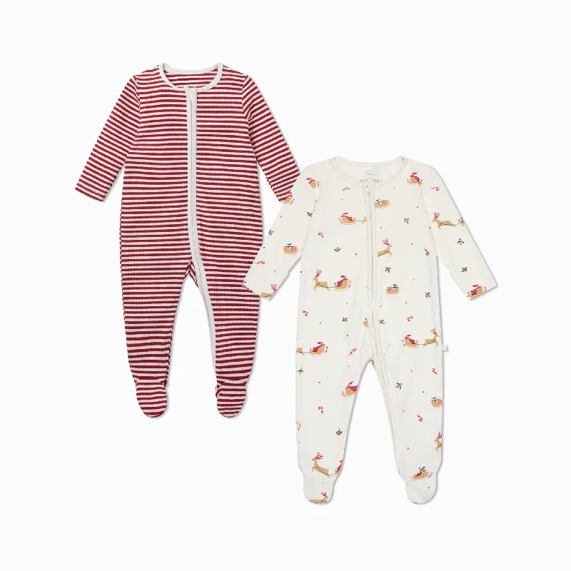 Christmas Cozy Handmade Decorations Christmas Clever Zip Baby Pajamas 2 Pack
