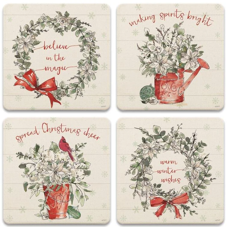 Christmas Snowy Mountains Christmas Coaster (Set of 4)