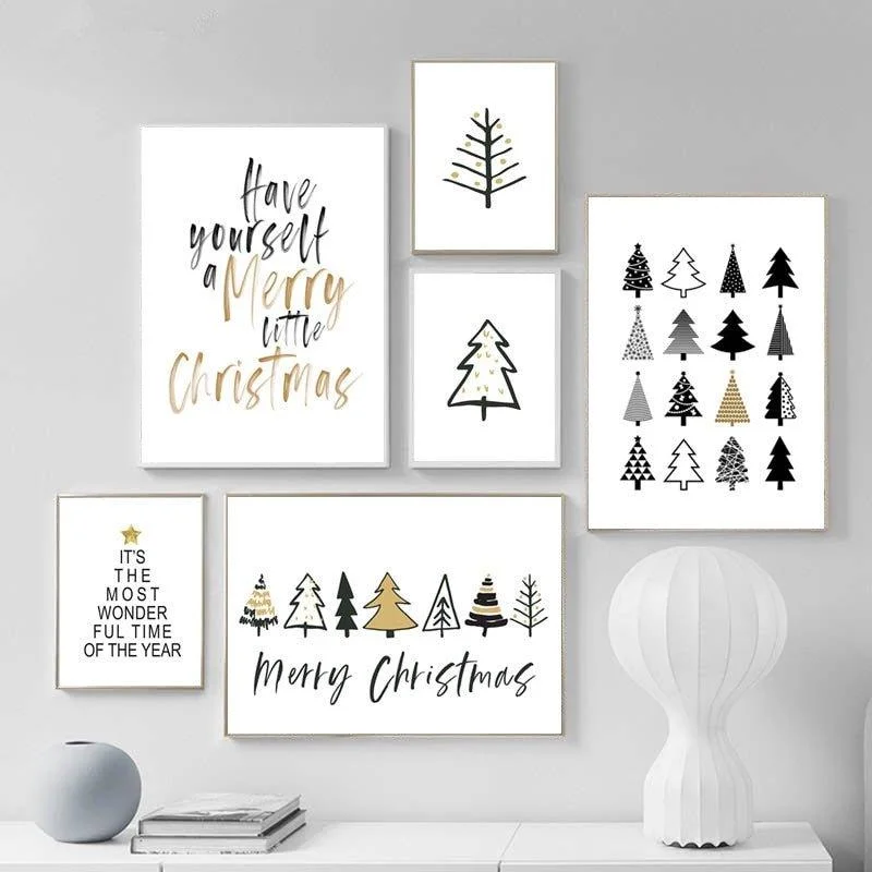 Christmas Warming Cocoa Sips Nordic Christmas Canvas Art – Decorative Picture Letters for Home