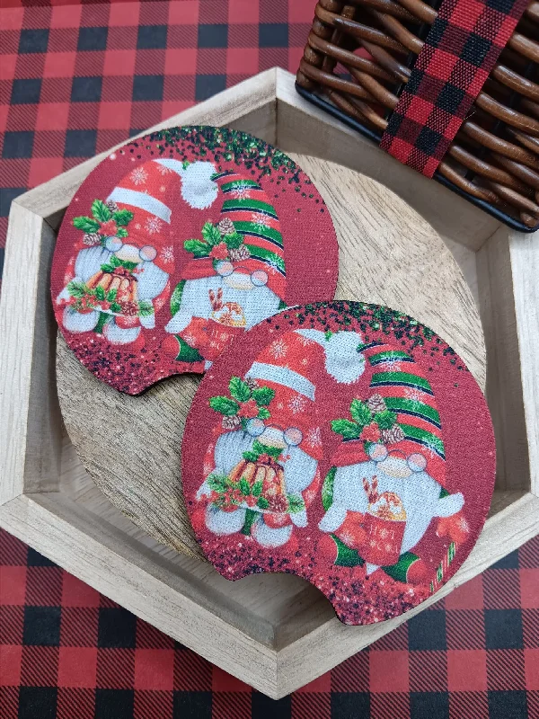 Christmas Caroling Christmas Gnomes Car Coaster Set