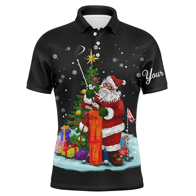 Christmas golf shirts custom name Mens golf polo shirt - Santa Golfer Christmas golf gifts | Black NQS4432 Christmas golf shirts custom name Mens golf polo shirt - Santa Golfer Christmas golf gifts | Black NQS4432