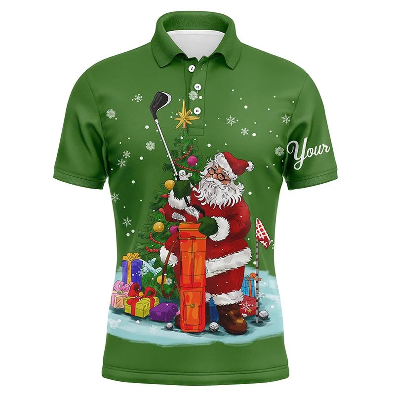 Christmas golf shirts custom name Mens golf polo shirt - Santa Golfer Christmas golf gifts | Green NQS4432 Christmas golf shirts custom name Mens golf polo shirt - Santa Golfer Christmas golf gifts | Green NQS4432