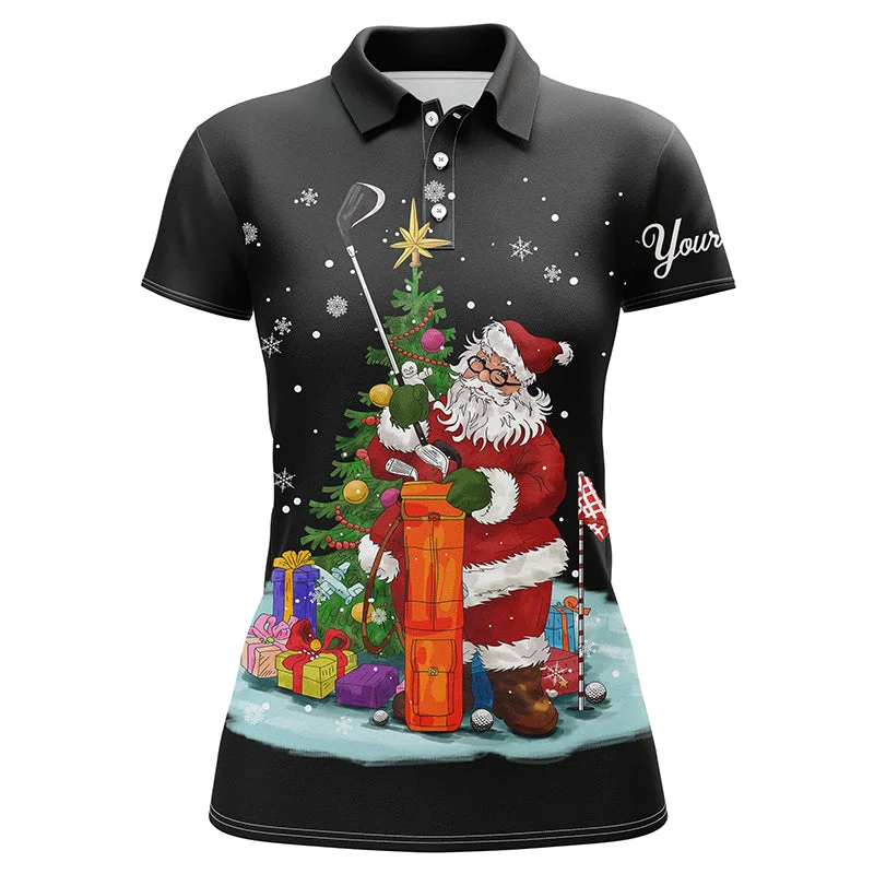 Christmas golf shirts custom name Womens golf polo shirts - Santa Golfer Christmas golf gifts | Black NQS4432 Christmas golf shirts custom name Womens golf polo shirts - Santa Golfer Christmas golf gifts | Black NQS4432
