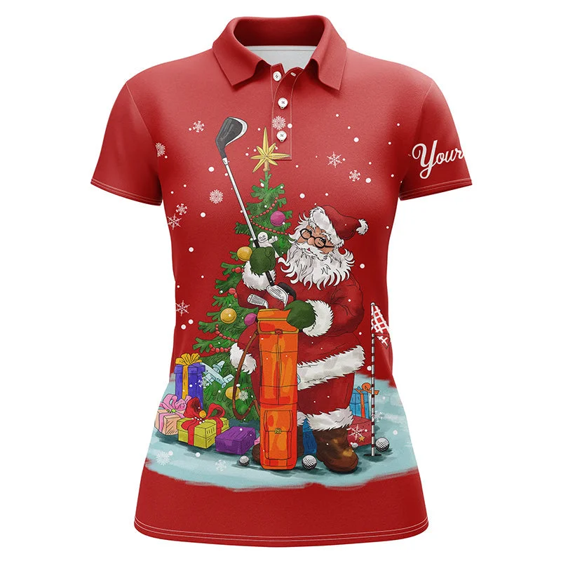 Christmas golf shirts custom name Womens golf polo shirts - Santa Golfer Christmas golf gifts | Red NQS4432 Christmas golf shirts custom name Womens golf polo shirts - Santa Golfer Christmas golf gifts | Red NQS4432