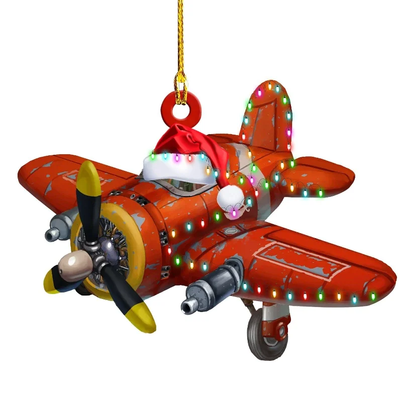 Christmas Lights "Handcrafted Glass Christmas Aeroplane & Rocket Ornaments"