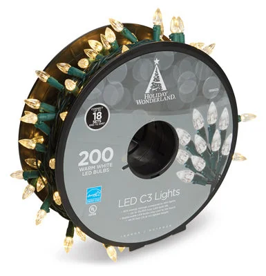 Christmas Bells Christmas LED Light Set, C3, Warm White, 200-Ct. Spool