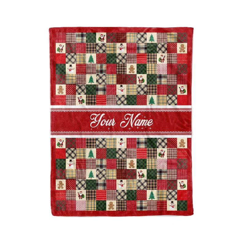 Christmas pattern Customized name Fleece Blanket, Merry Christmas blanket D03 TTN05