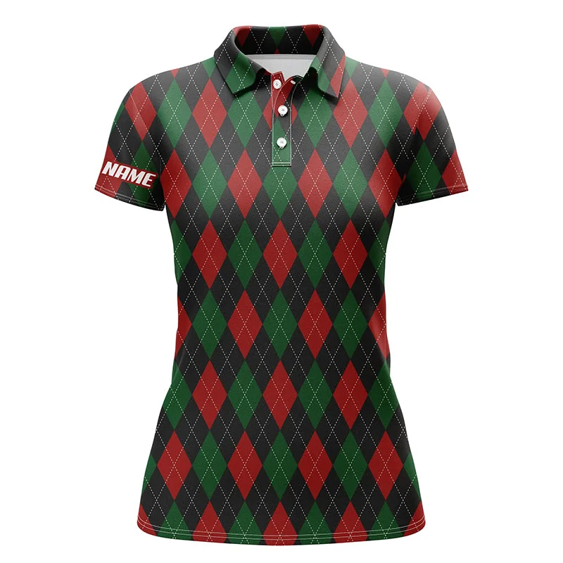 Christmas plaid argyle pattern Womens golf polo shirts custom name golf gifts for women NQS4415 Christmas plaid argyle pattern Womens golf polo shirts custom name golf gifts for women NQS4415