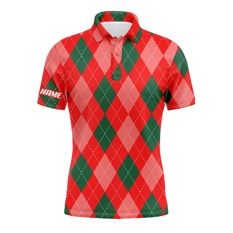 Christmas plaid Argyle red Pattern Men golf polo shirts custom name Christmas golf gifts for men NQS4413 Christmas plaid Argyle red Pattern Men golf polo shirts custom name Christmas golf gifts for men NQS4413