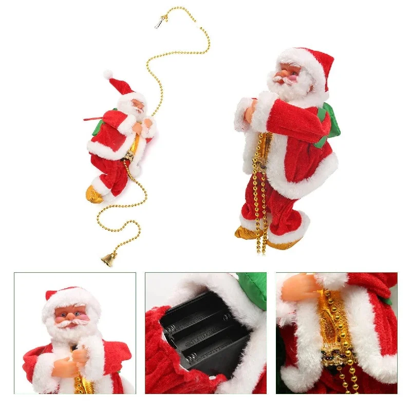 Christmas Dreamy Snowfall Christmas Senta Claus Climbing Ladder Hanging Decoration