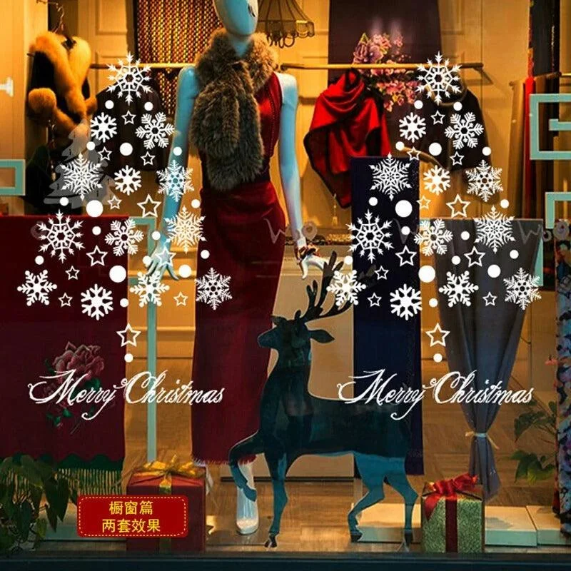 Christmas Winter Scenery Christmas Sticker Snowflake Pattern Wall Sticker
