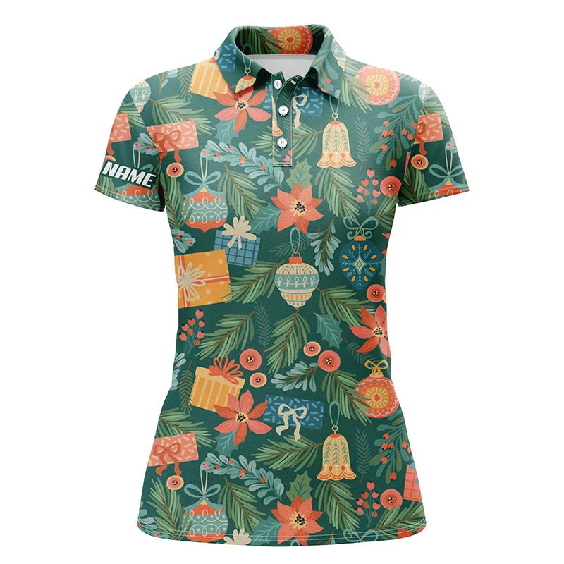 Christmas toys and gifts pattern Womens golf polo shirts custom name golf gifts for women NQS4416 Christmas toys and gifts pattern Womens golf polo shirts custom name golf gifts for women NQS4416