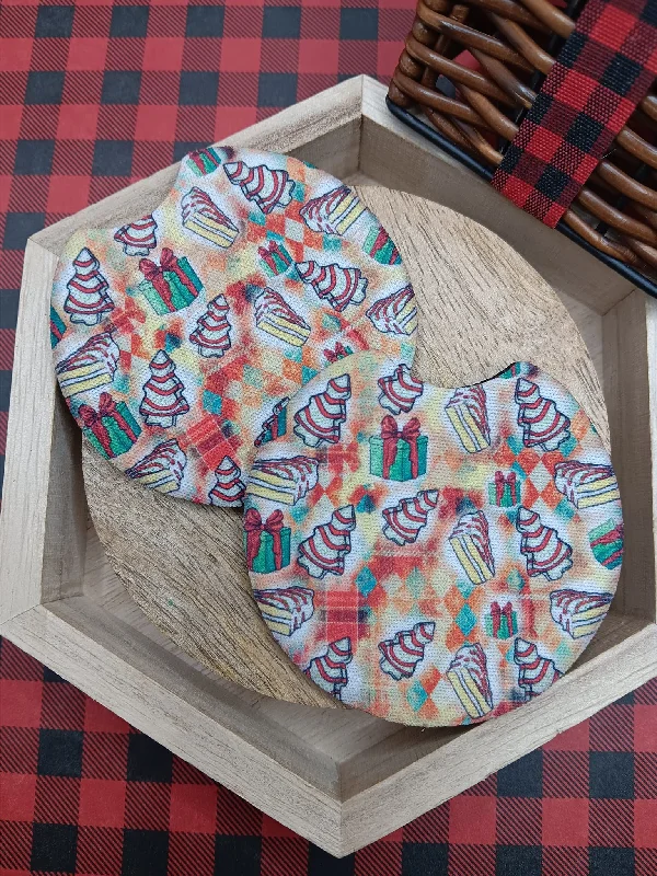 Christmas Gingerbread Christmas Tree Cake Car Coaster Set
