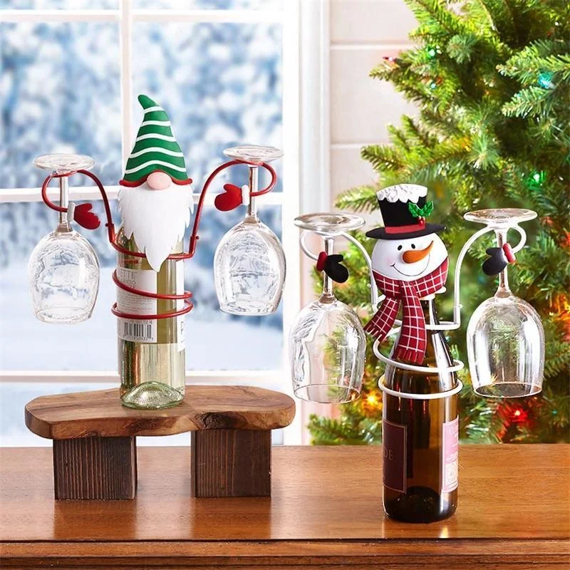 Christmas Crackling Wood Fire Christmas Wine Glass Holder Iron Wine Bottle Glass Rack Ornaments Christmas Crackling Wood Fire Christmas Wine Glass Holder Iron Wine Bottle Glass Rack Ornaments