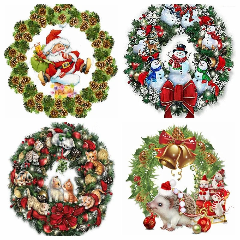 Christmas Joy Christmas Wreath Needlework DIY Diamond Embroidery Painting