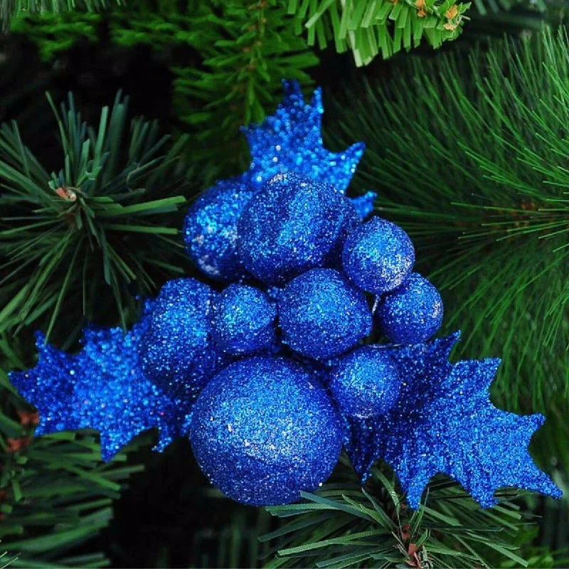 Holiday Season Christmas Xmas Glitter Holly Leaves Berries