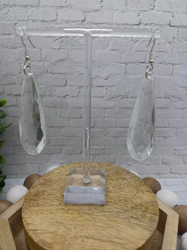 Christmas Family Holiday Movie Night Clear Acrylic Teardrop Earrings