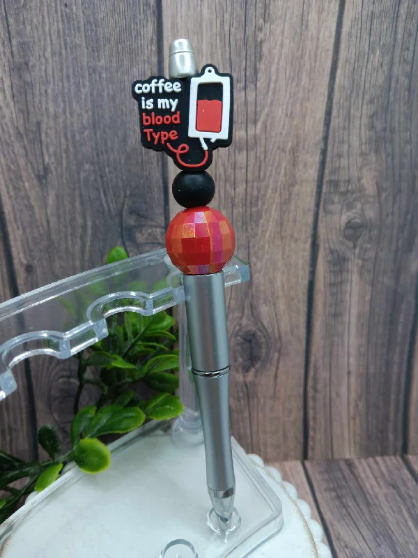 Christmas Nostalgic Festive Times Coffee is my Blood Type Beaded Ink Pen