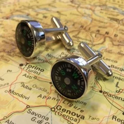 Compass Solid Silver Cufflinks ggcc