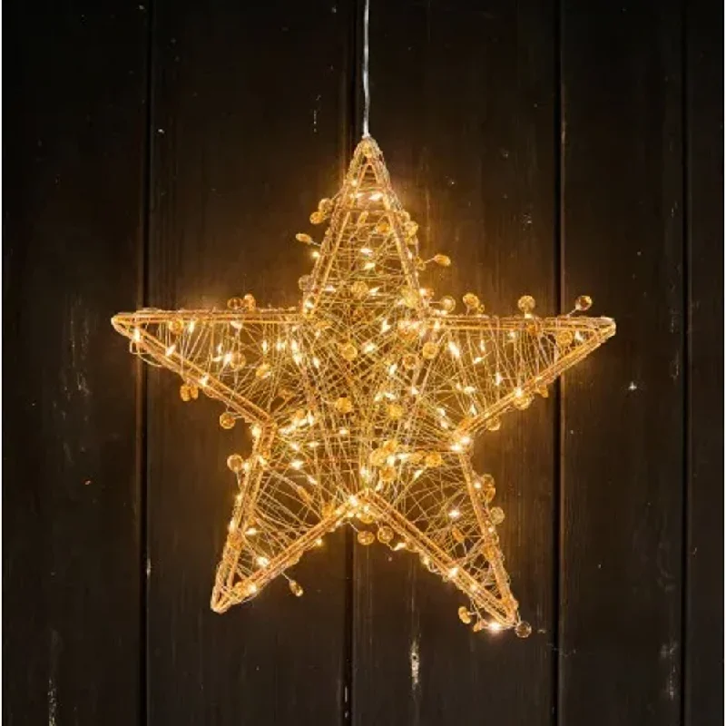 Christmas Snowy Mountains Copper Galaxy Star Wreath 30cm LED Mains Operated