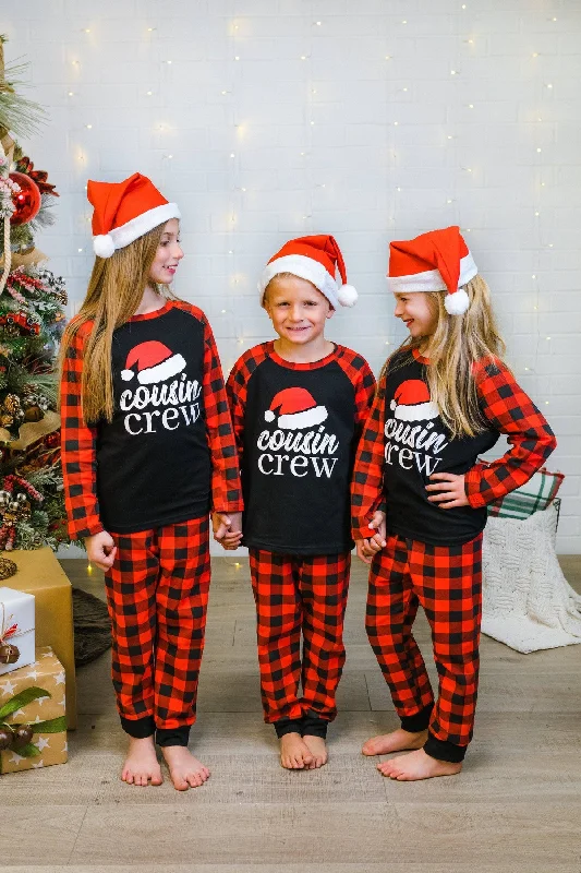 Christmas Classic Fireplace Setting "Cousin Crew" Buffalo Plaid Pajamas