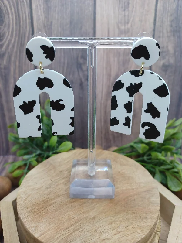 Christmas Crackling Bonfire Cow Print Earrings