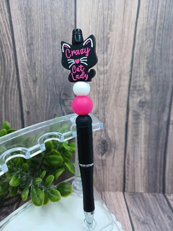 Christmas Cozy Handmade Decorations Crazy Cat Lady Beaded Ink Pen