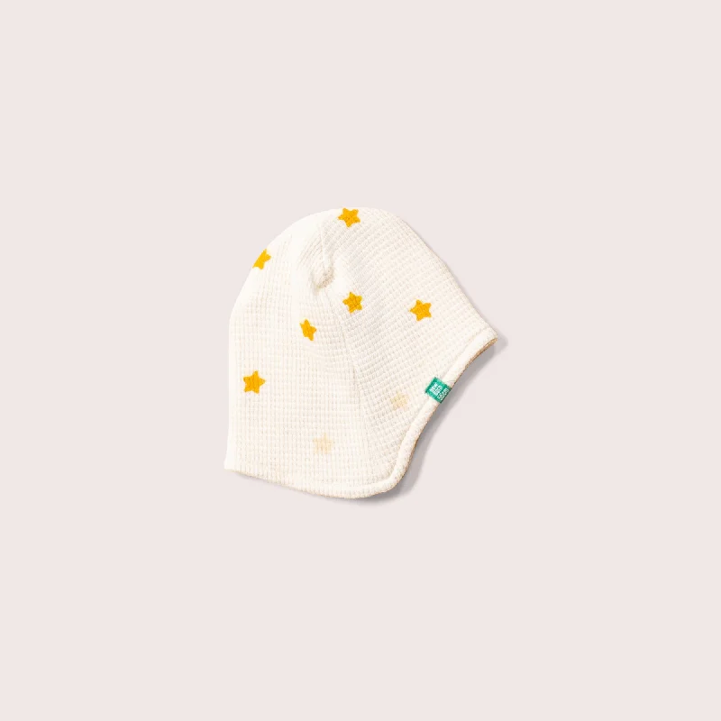 Cream Waffle Stars Baby Hat