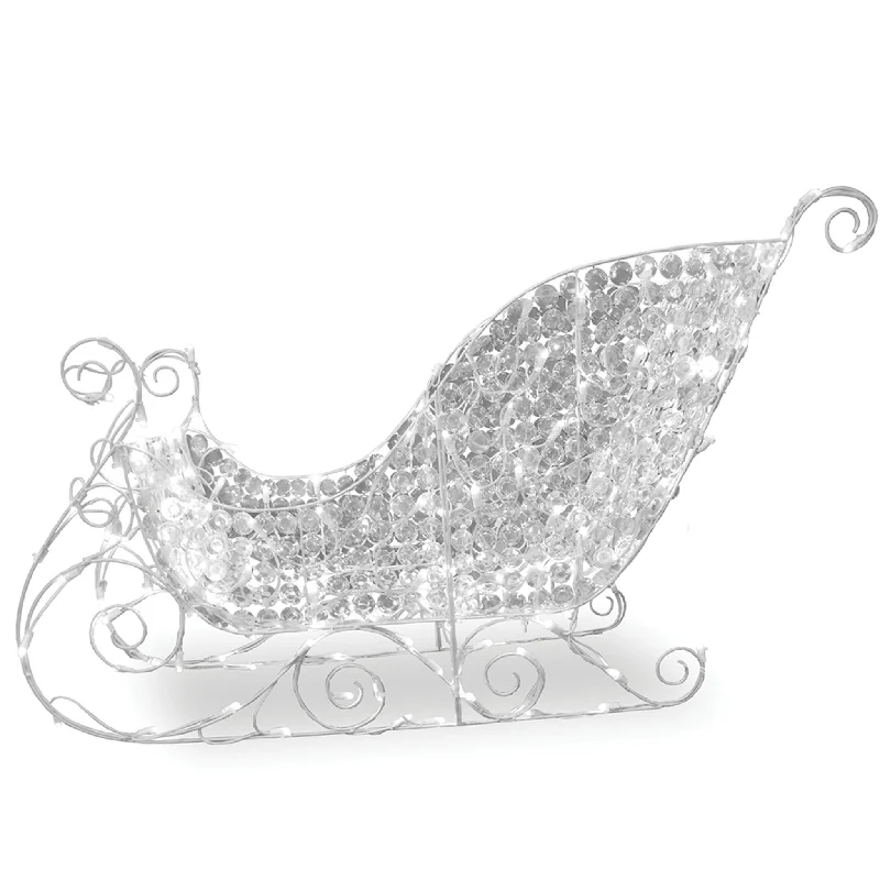 Christmas Frosted Christmas Trees 36 in. Ice Crystal Bead Sleigh with LED Lights