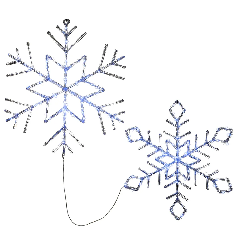 Christmas Peaceful Holiday Mornings 24 in. and 20 in. Ice Crystal Snowflakes with LED Lights Christmas Peaceful Holiday Mornings 24 in. and 20 in. Ice Crystal Snowflakes with LED Lights