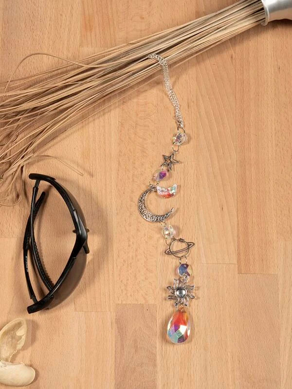 Christmas Wrapping Crystal SINGLE Suncatcher w/ Moon, Star, & Sun