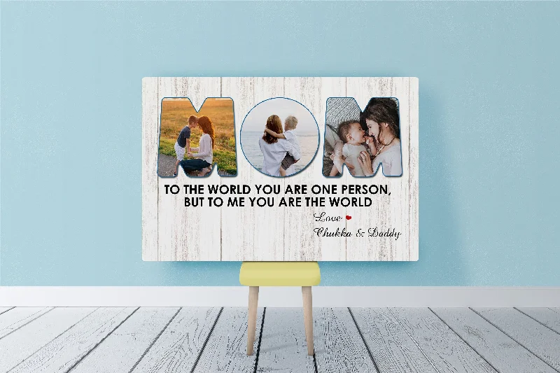 Custom MOM Canvas| To Me You Are The World Mom Photo Collage Wall Art| Gift for Mom Gift for Mother| JC836 Custom MOM Canvas| To Me You Are The World Mom Photo Collage Wall Art| Gift for Mom Gift for Mother| JC836