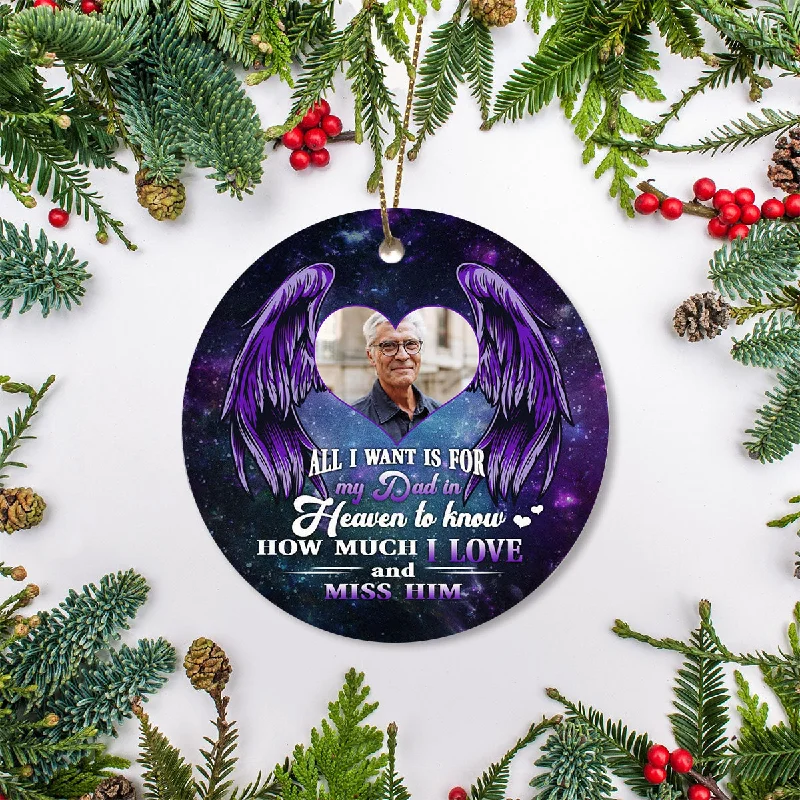 Dad Memorial Christmas ornament personalized picture Dad in Heaven remembrance sympathy gift NOM239 Dad Memorial Christmas ornament personalized picture Dad in Heaven remembrance sympathy gift NOM239