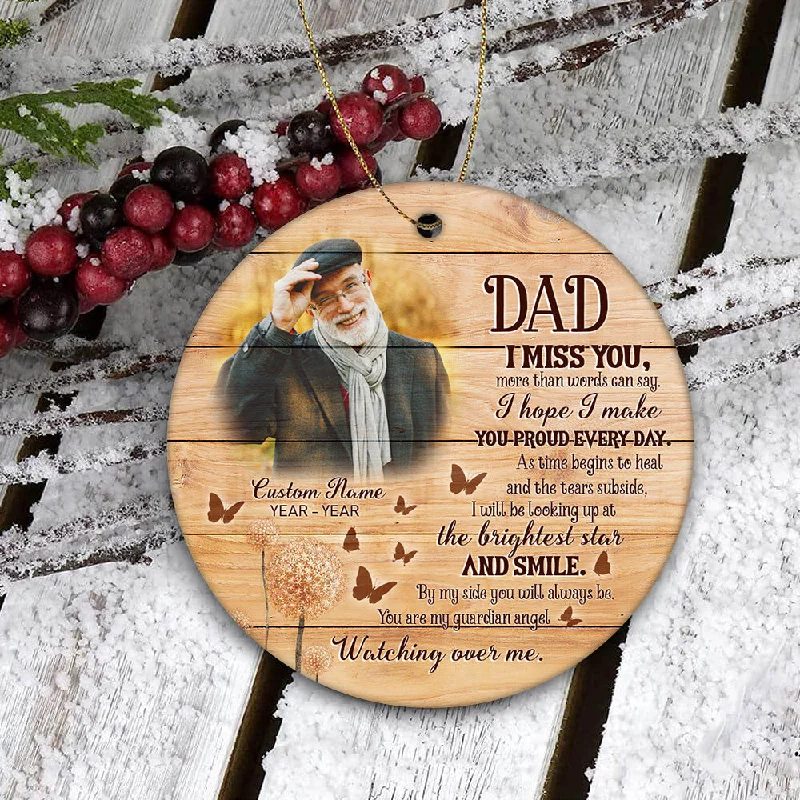 Dad Memorial Ornament - Dad I Miss You, Christmas Dad Remembrance Home Decor, Memorial Gift for Loss of Father in Memory| NOM194 Dad Memorial Ornament - Dad I Miss You, Christmas Dad Remembrance Home Decor, Memorial Gift for Loss of Father in Memory| NOM194