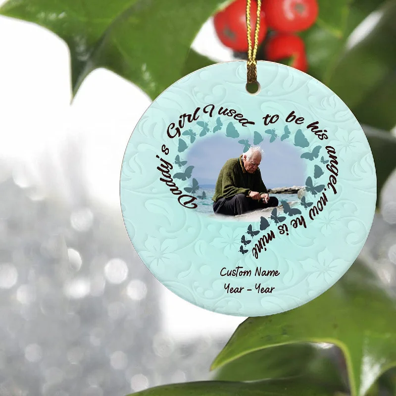 Dad Memorial Ornament - Daddy's Girl, Christmas Dad Remembrance Home Decor, Memorial Gift for Loss of Father in Memory| NOM196 Dad Memorial Ornament - Daddy's Girl, Christmas Dad Remembrance Home Decor, Memorial Gift for Loss of Father in Memory| NOM196