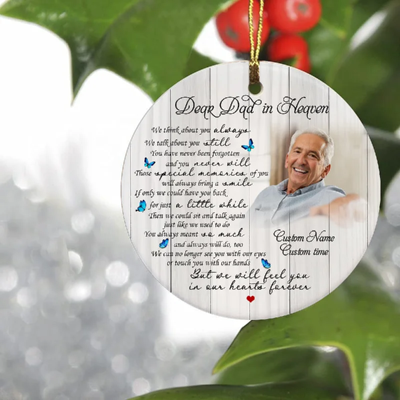 Dad Memorial Ornament - Dear Dad in Heaven, Christmas Dad Remembrance Home Decor, Memorial Gift for Loss of Father in Memory| NOM180 Dad Memorial Ornament - Dear Dad in Heaven, Christmas Dad Remembrance Home Decor, Memorial Gift for Loss of Father in Memory| NOM180