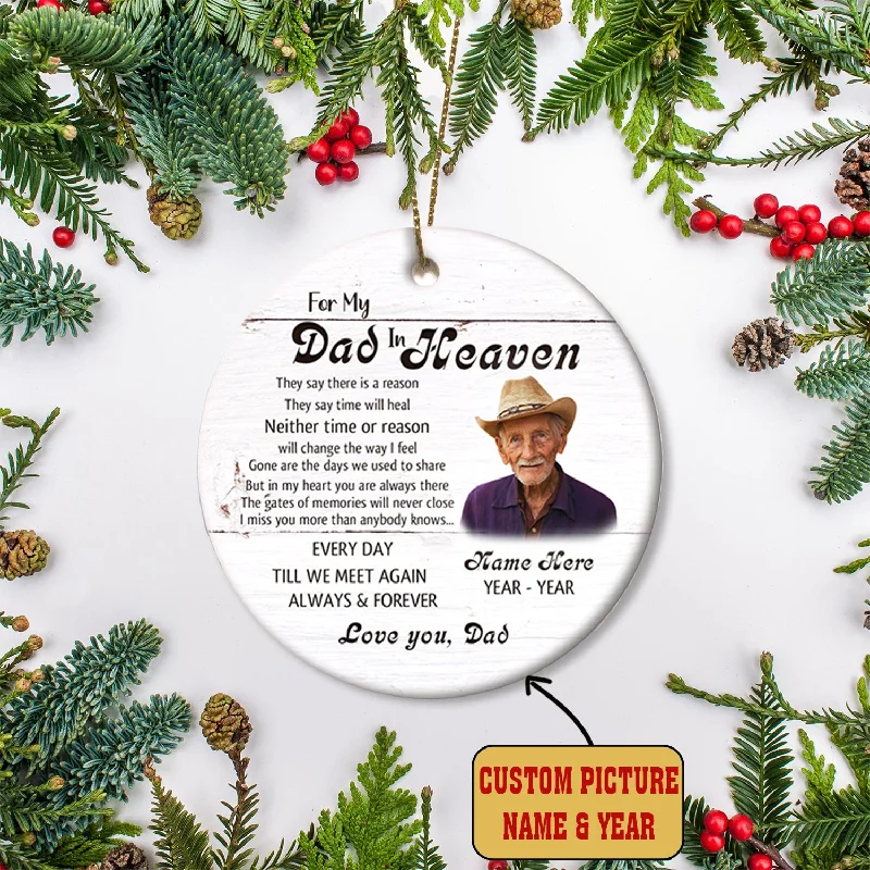 Dad Memorial Ornament - Until We Meet Again, Christmas in Heaven, Dad Remembrance Home Decor, Memorial Gift for Loss of Father in Memory| NOM173 Dad Memorial Ornament - Until We Meet Again, Christmas in Heaven, Dad Remembrance Home Decor, Memorial Gift for Loss of Father in Memory| NOM173