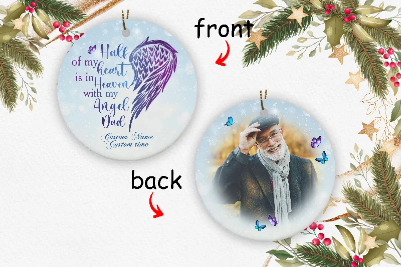 Dad Memorial Personalized Ornament - Dad in Heaven Remembrance Memory Sympathy Gift Loss of Father NOM264 Dad Memorial Personalized Ornament - Dad in Heaven Remembrance Memory Sympathy Gift Loss of Father NOM264